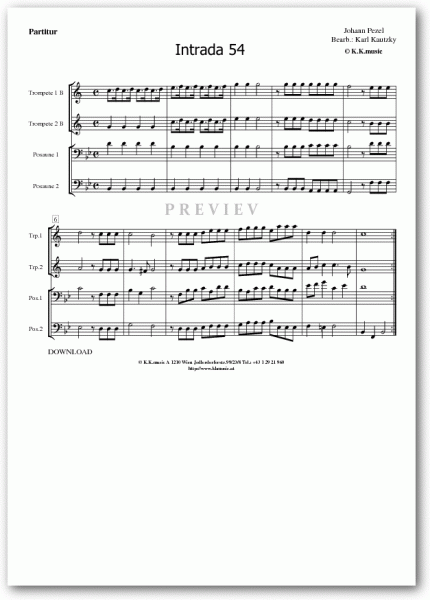 PEZEL, Johann - Intrada 54 (Blechbläserquartett)