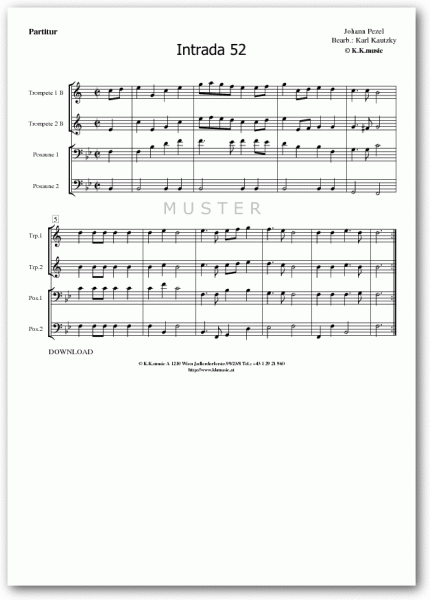 PEZEL, Johann - Intrada 52 (Blechbläserquartett)
