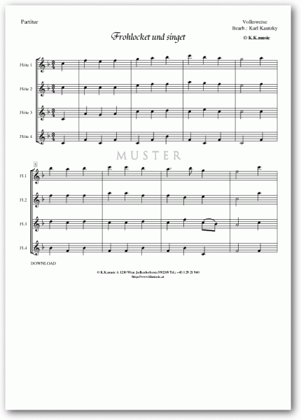 VOLKSWEISE - Frohlocket und singet - Weihnachten (Flötenquartett)