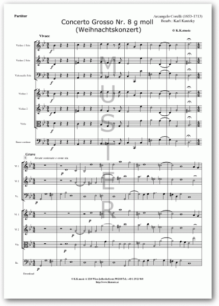 CORELLI, Arcangelo - Concerto grosso Nr.8 g moll (Weihnachtskonzert) (Orchester)