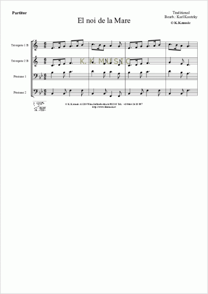 TRADITIONAL - El noi de la Mare - Weihnachten (Blechbläserquartett)