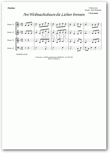 VOLKSWEISE - Am Weihnachtsbaum die Lichter brennen - Weihnachten (Hornquartett)