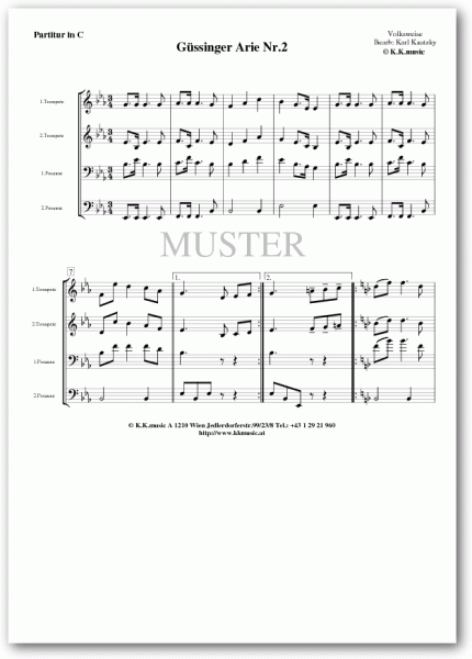 VOLKSWEISE - Güssinger Arie 2 (2 Trompeten 2 Posaunen)