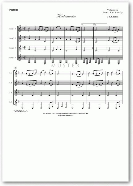 VOLKSWEISE - Hirtenweise - Weihnachten (Hornquartett)