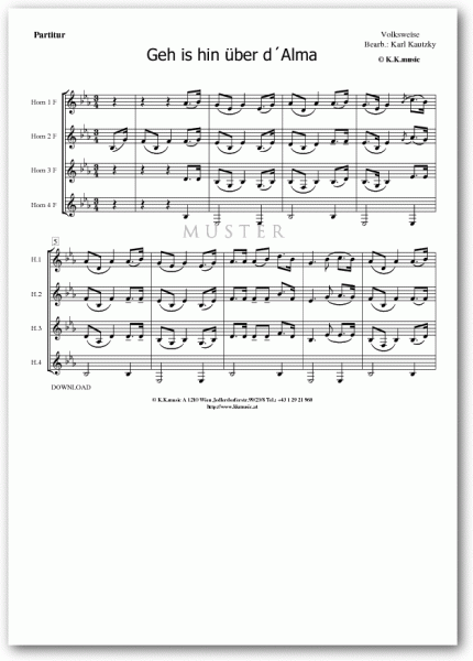 VOLKSWEISE - Geh is hin über d´Alma (Hornquartett)
