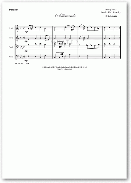 VINTZ, Georg - Allemande (Blechbläserquartett)