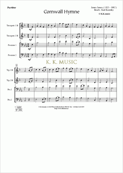 JAMES, JAMES - Cornwall Hymne (Blechbläserquartett)