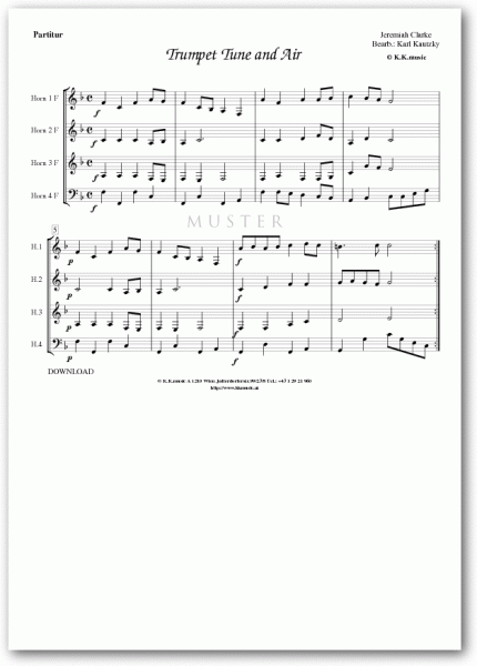 CLARKE, Jeremiah - Trumpet Tune and Air (Hornquartett)