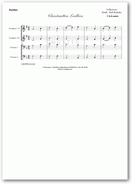VOLKSWEISE - Christmetten Liedlein - Weihnachten (Blechbläserquartett)