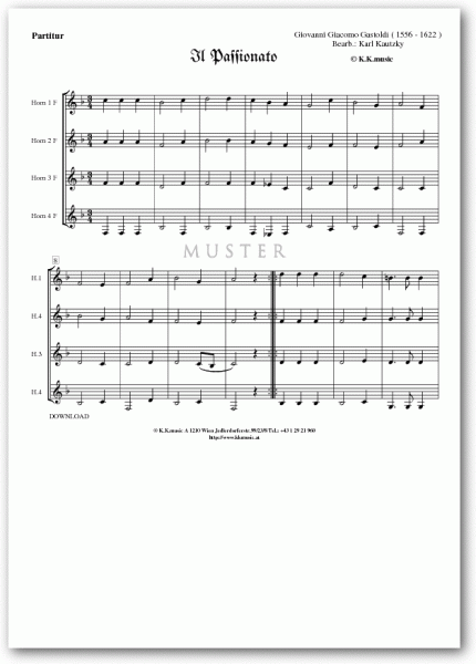 GASTOLDI, Giovanni Giacomo - Il Passionato (Hornquartett)
