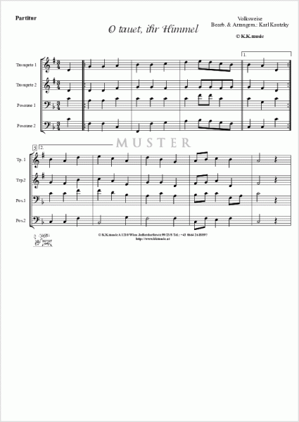 VOLKSWEISE - O tauet ihr Himmel - Weihnachten (Blechbläser Quartett)