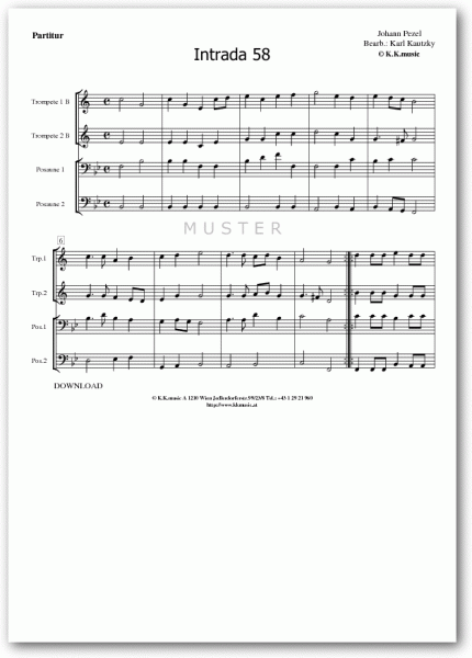 PEZEL, Johann - Intrada 58 (Blechbläserquartett)