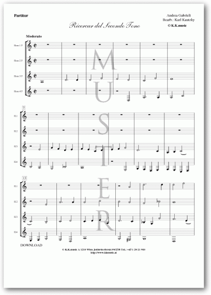 GABRIELI, Andrea - Ricercar del Secondo Toni (Hornquartett)