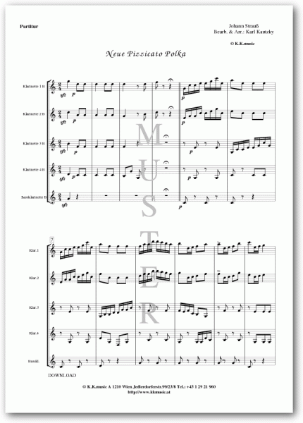 STRAUSS, Johann - Neue Pizzicato Polka (Klarinettenquintett)