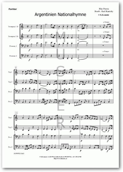 PARERA, Blas - Argentinien Nationalhymne (Blechbläserquartett)