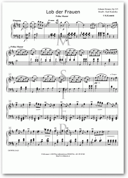 STRAUSS, Johann - Lob der Frauen (Klavier)