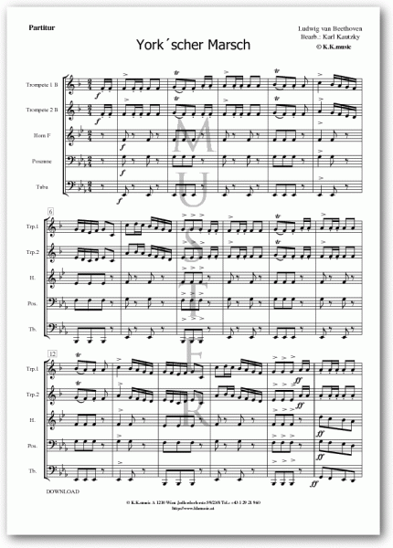 BEETHOVEN, Ludwig van - York´scher Marsch (Blechbläserquintett)