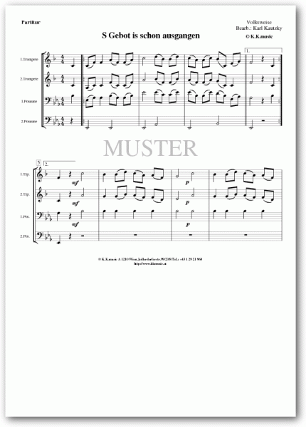VOLKSWEISE - S Gebot is schon ausganga (2 Trompeten 2 Posaunen)