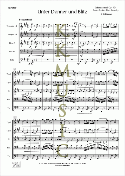 STRAUSS, Johann -Unter Donner und Blitz (Blechbläserquintett)