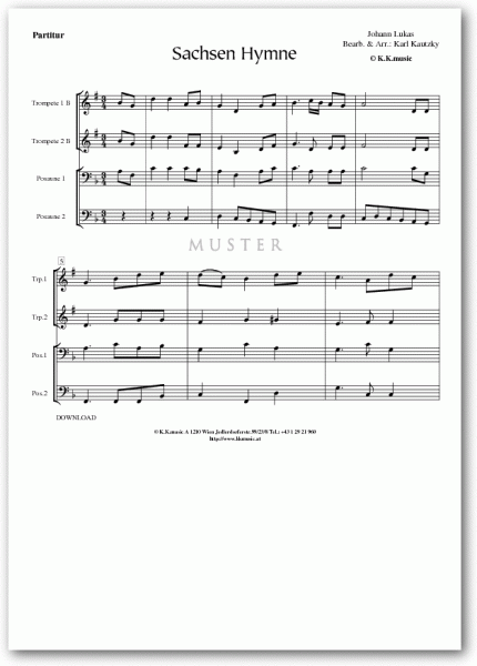 LUKAS, Johann - Sachsen Hymne (Blechbläserquartett)