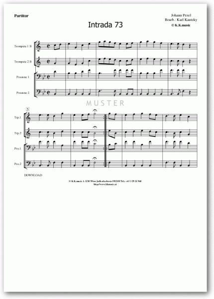 PEZEL, Johann - Intrada 73 (Blechbläserquartett)