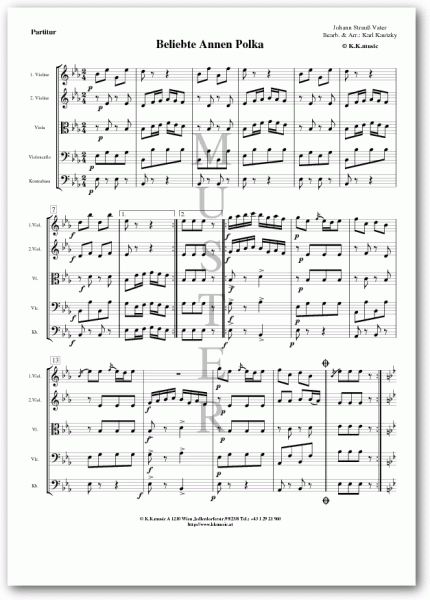 STRAUSS, Johann Vater - Beliebte Annen Polka (Streichquintett)