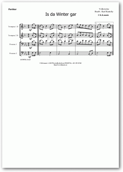 VOLKSWEISE - Is der Winter gar (Blechbläserquartett)