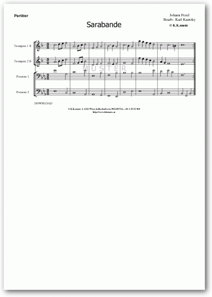 PEZEL, Johann - Sarabande (Blechbläserquartett)