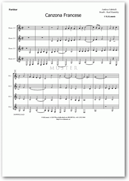 GABRIELI, Andrea - Canzona Francese (Hornquartett)