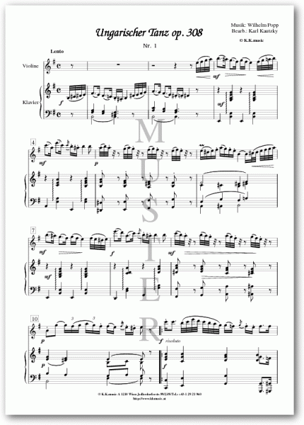 POPP, Wilhelm - Ungarischer Tanz (Violine - Klavier)