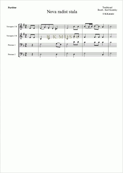 TRADITIONAL - Nova radist stala - Weihnachten (Blechbläserquartett)