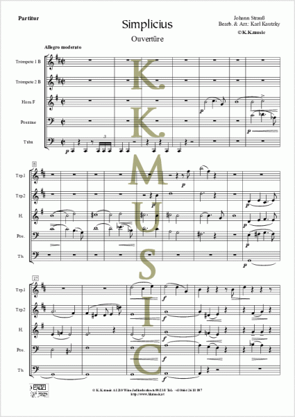 STRAUSS, Johann - Simplicius (Ouvertüre) (Blechbläserquintett)