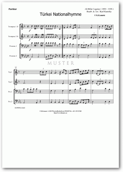 CAGATAY, Ali Rifat - Türkei Nationalhymne (Blechbläserquartett)