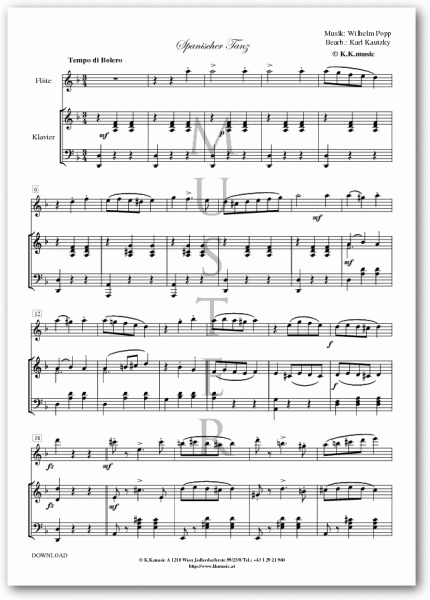 POPP, Wilhelm - Spanischer Tanz (Flöte - Klavier)