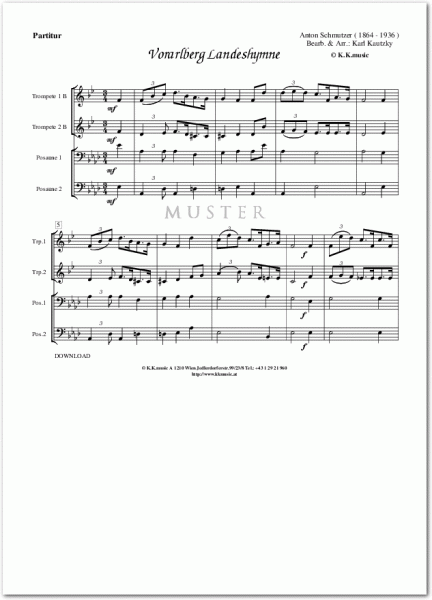 SCHMUTZER, Anton - Vorarlberg Landeshymne - Hymne (Blechbläserquartett)