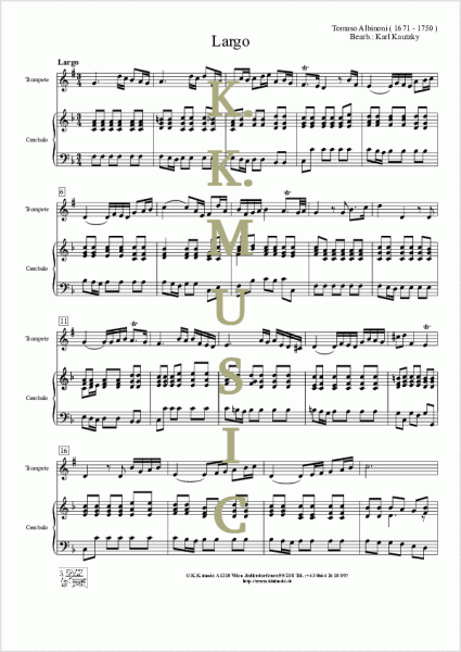 ALBINONI, Tomaso - Largo (Trompete - Klavier)