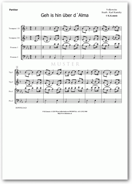VOLKSWEISE - Geh is hin über d´Alma (Blechbläserquartett)