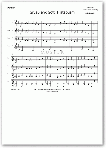 VOLKSWEISE - Grüaß enk Gott, Hiatabuam - Weihnachten (Hornquartett)