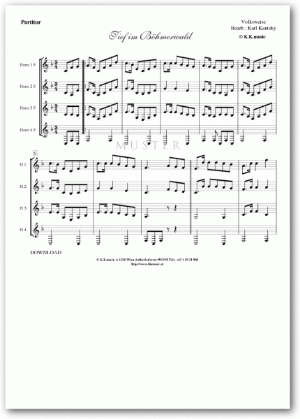 VOLKSWEISE - Tief im Böhmerwald (Hornquartett)