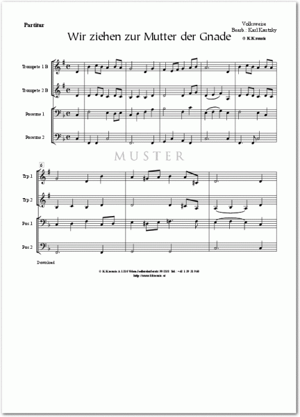VOLKSWEISE - Wir ziehen zur Mutter der Gnade (Blechbläser Quartett)