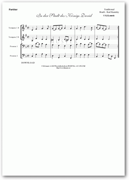 TRADITIONAL - In der Stadt des Königs David - Weihnachten (Blechbläserquartett)