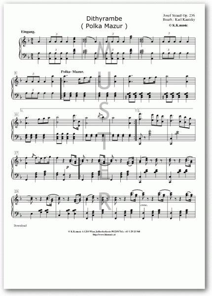 STRAUSS, Josef - Dithyrambe (Klavier)