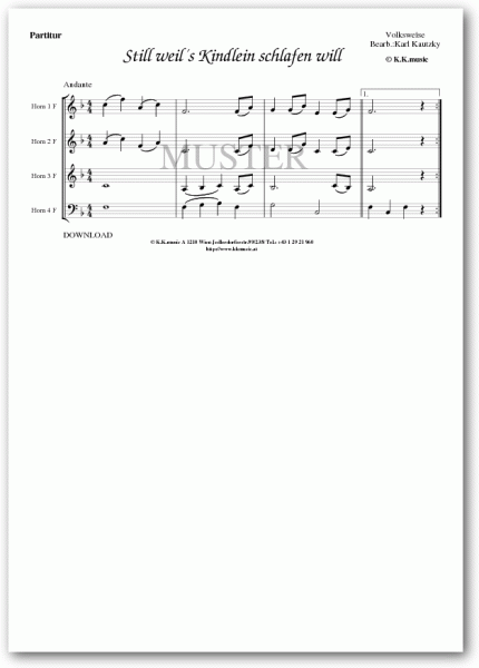 VOLKSWEISE - Still weil´s Kindlein schlafen will - Weihnachten (Hornquartett)