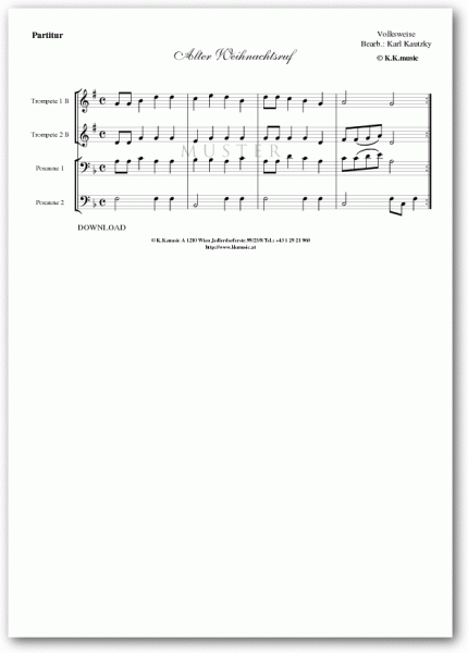 VOLKSWEISE - Alter Weihnachtsruf - Weihnachten (Blechbläserquartett)