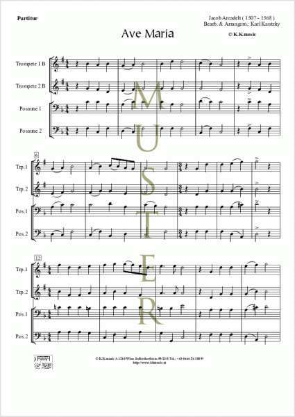 ARCADELT, Jacob - Ave Maria - Weihnachten (Blechbläser Quartett)