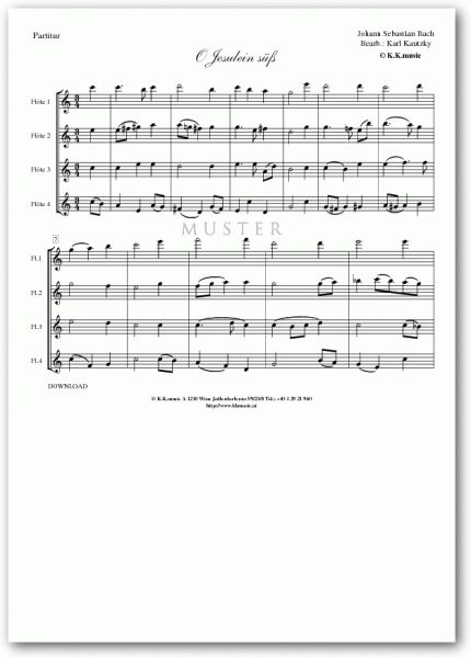 BACH, Johann Sebastian - O Jesulein süß - Weihnachten (Flötenquartett)