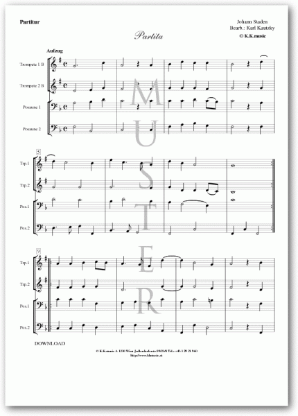 STADEN, Johann - Partita (Blechbläserquartett)
