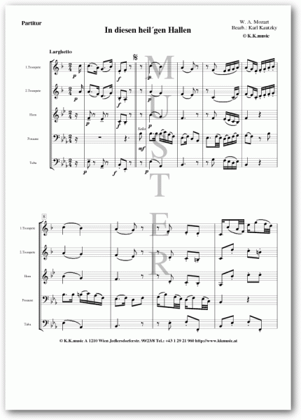 MOZART, Wolfgang Amadeus - In diesen heilgen Hallen (Blechbläser Quintett)