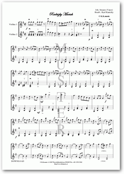 STRAUSS, Johann Vater - Radetzky Marsch (Violinenduett)