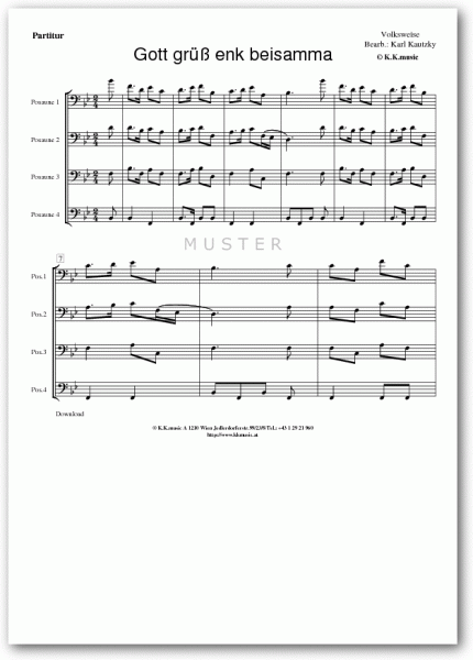 VOLKSWEISE - Gott grüß enk beisamma - Weihnachten (Posaunenquartett)